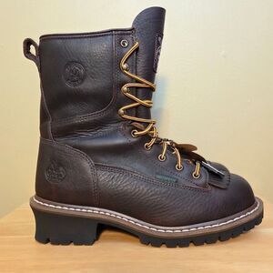 Georgia Steel Toe Waterproof Logger Boots 8" Brown G7313 Men's Size 9